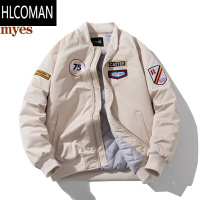 HLCOMANmYes美式潮牌棒球服飞行员夹克棉衣潮复古加厚外套男