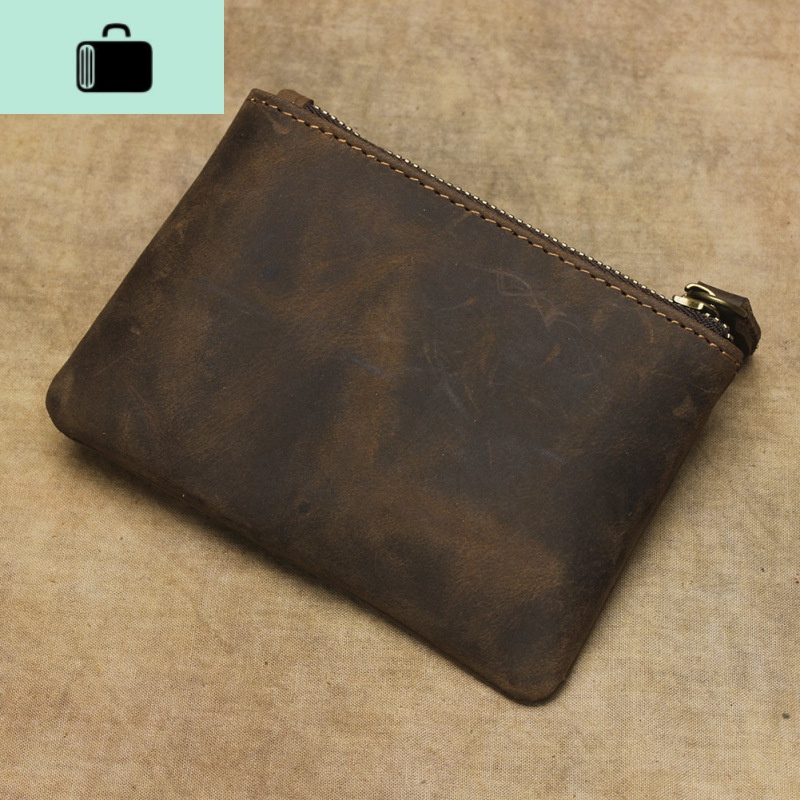 疯马皮新款零钱迷你小钱包男女牛皮手工钥匙包超薄卡包潮NEW LAKE高清大图