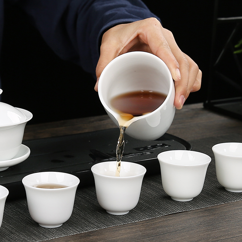 白瓷茶具套装简约盖碗茶杯茶烘焙精灵功夫茶具陶瓷泡茶碗logo定制批發礼 款式十