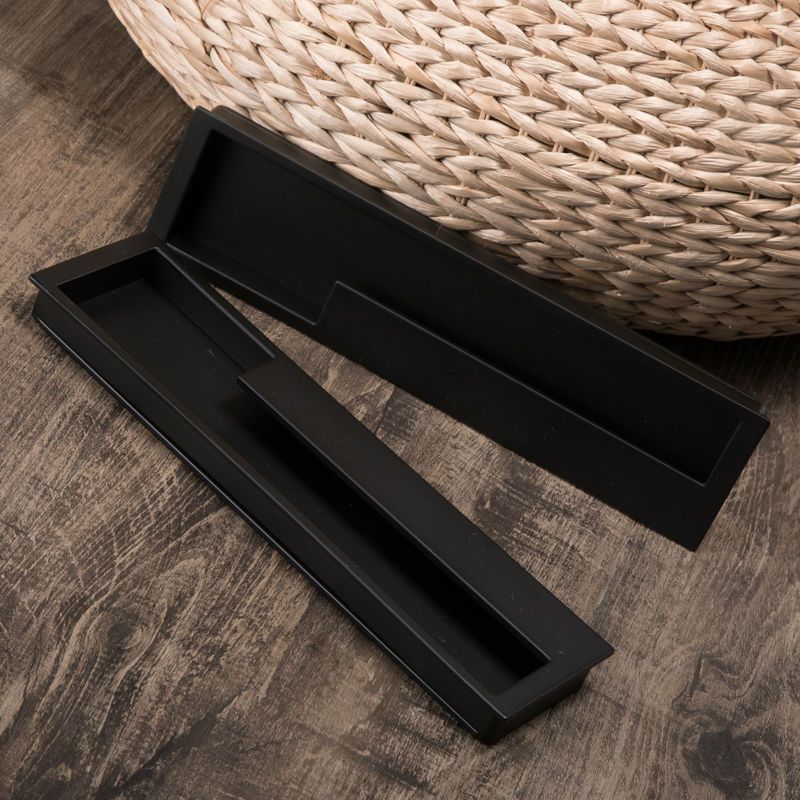 暗装抽屉柜门拉手黑色隐形内嵌入式开槽把手移门衣柜推拉门暗拉手