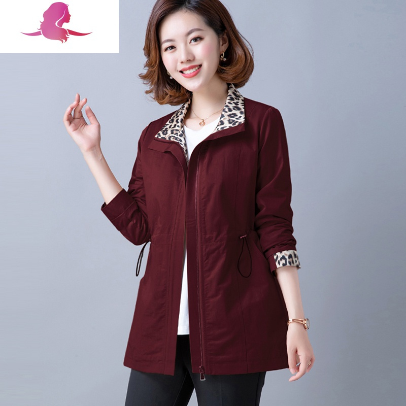 艳如飞中年妈妈春秋装短外套小个子四五十岁洋气中老年大码短款风衣女