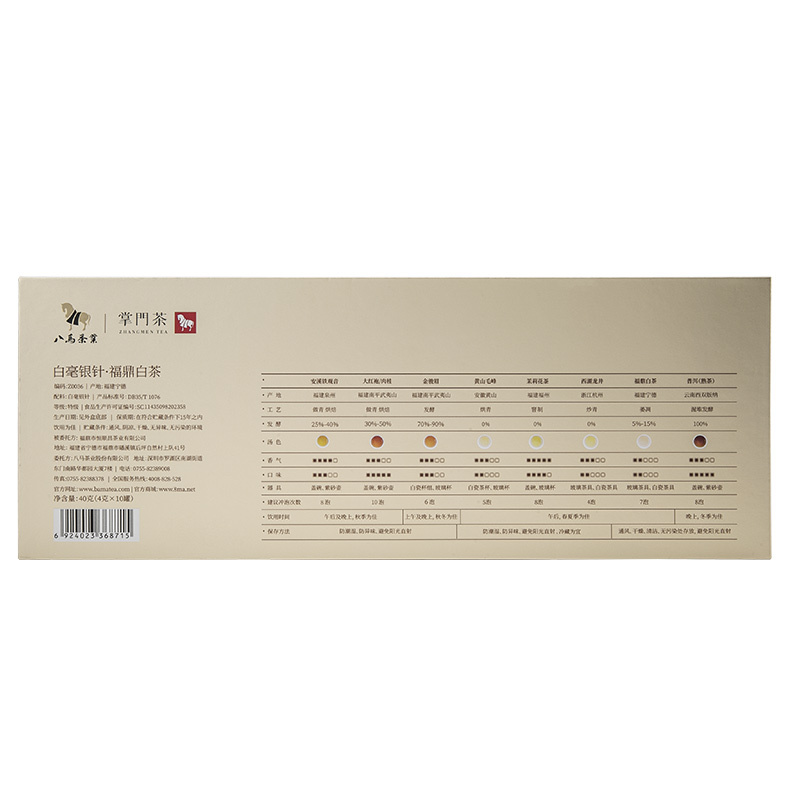 八马掌门茶 白毫银针福鼎白茶 10罐礼盒装40g