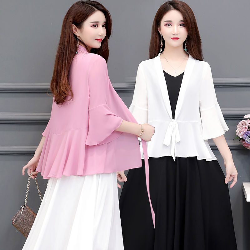 配裙子雪纺小披肩外套女短款开衫2020新款防晒衣夏季薄外搭上衣仙