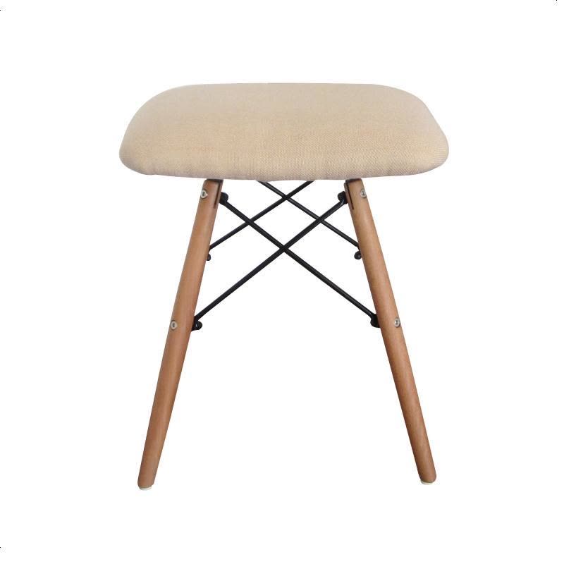 梳妆美甲椅子古筝木头凳子简约卧室化妆台小沙发家用高布艺软方凳 浅驼色图片