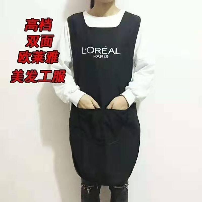 美发工作服理发店小工服双面工服围裙美发师助理专用防水高档围布 双面工服黑色