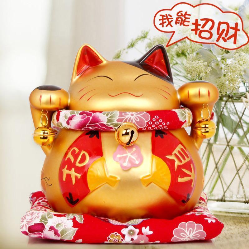 摆件 陶瓷招财猫摆件 存钱储蓄罐 家居装饰品摆设 店铺开业 生日礼品-金色中号大算盘