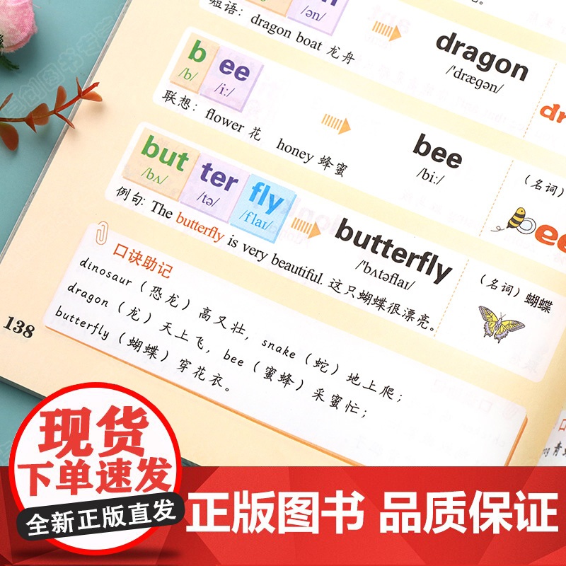 汉之简英语拼读法单词速记小学生必背1000词思维导图1-6年级漫画版通用自然拼读记单词背英语音标趣味速记背学单词口语词汇高清大图