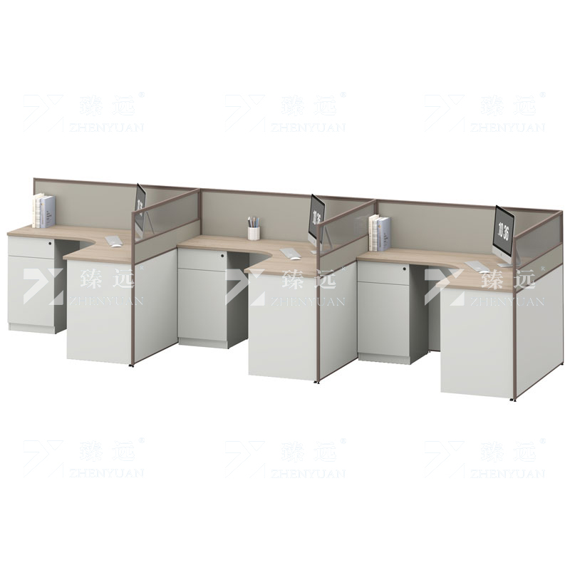 臻远 ZYGW-051屏风工作卡位职员桌办公桌F型三人位