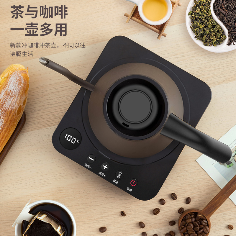 FINETEK 出口日本原款电热水壶烧水壶304不锈钢快速手冲咖啡壶全自动断电家用茶艺保温壶 HX-1121黑色