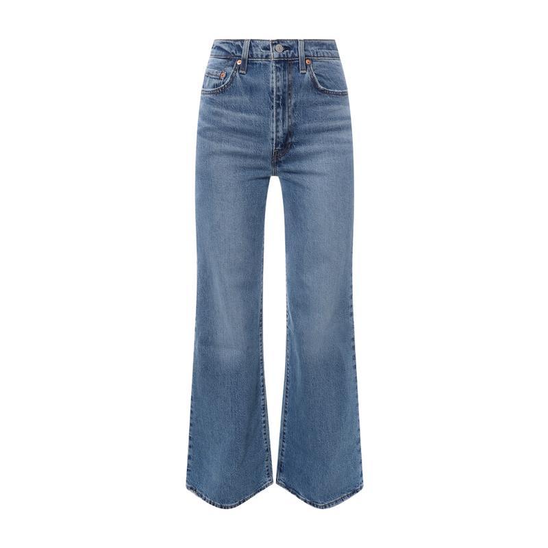 Levi’s女士直筒牛仔裤时尚腰带设计纽扣开合实用口袋款式