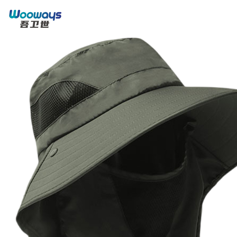 吾卫世 防晒帽 军绿色 个