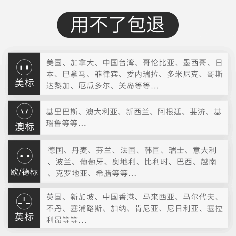 汐岩全球通用充电转换器电源转换插头旅行欧标英标版泰国插座高清大图