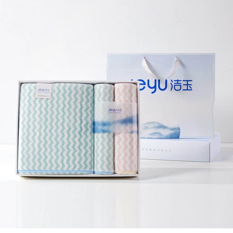 洁玉 欧洛2毛1浴巾三套巾礼盒34cm*76cm高清大图