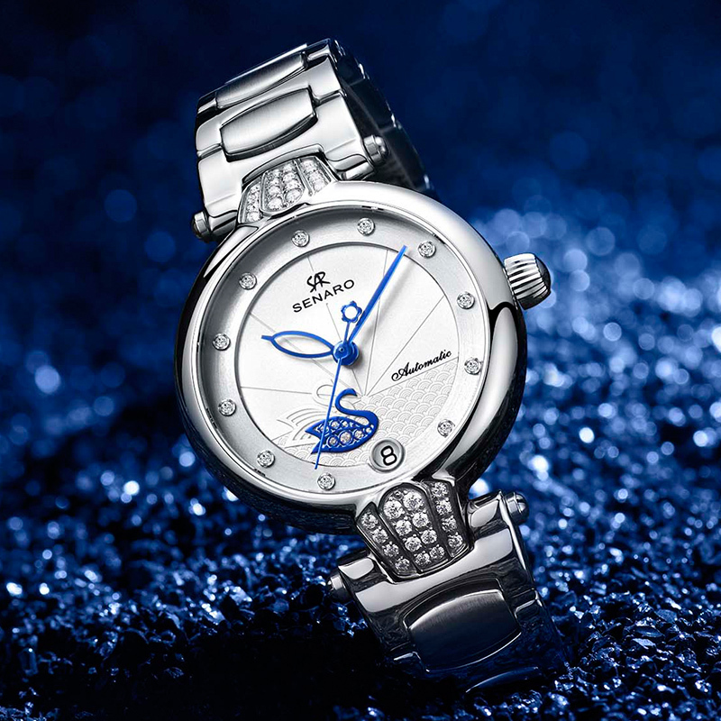 圣雅诺shenaro手表女士全自动机械表女表防水女士钢带日历时尚潮流女