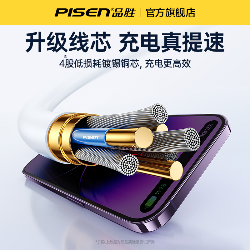 品胜USB-L口数据线抗折断充电线1.5米 白色高清大图