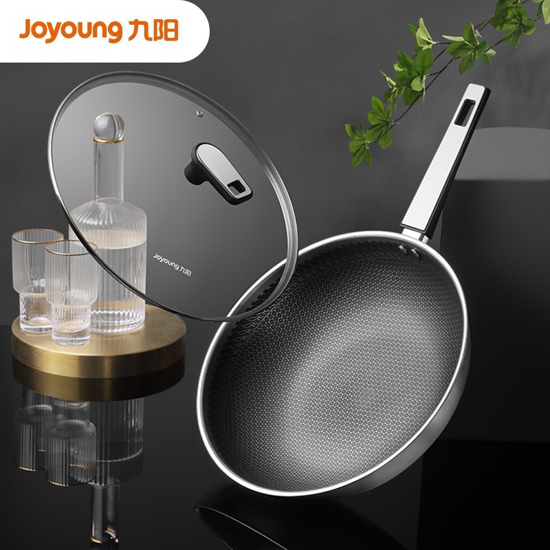 九阳316l精钢蜂窝不粘炒锅cf-cgb3216