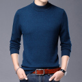 免费试穿鄂尔多斯市羊绒衫男100%纯羊绒秋冬半高领打底毛衣中年大码针织衫打底100纯羊毛 170码/88A 墨兰