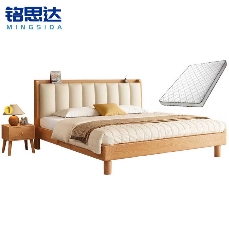 铭思 达 实木 软 包 床高清大图