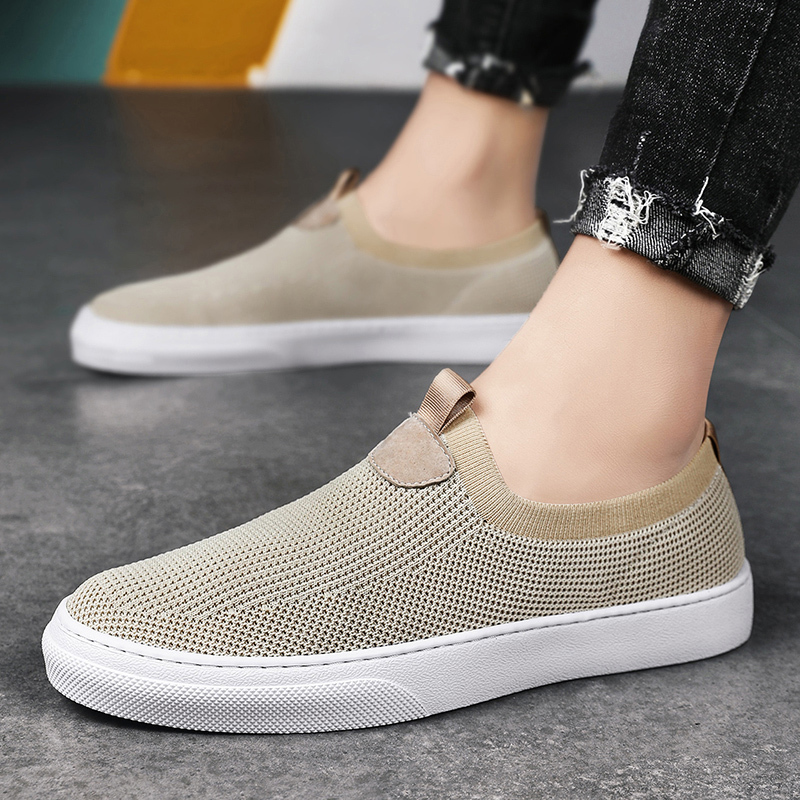 坚马2021夏季新款休闲布鞋男夏天穿的一脚蹬透气老北京布鞋网面低帮鞋