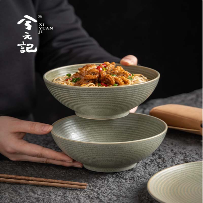 面碗 翠微绿玄纹6英寸高清大图