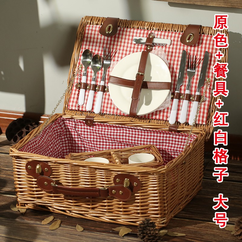 柳编收纳箱郊游野餐篮子手提水果篮收纳筐收纳篮野炊户外 三维工匠高清大图