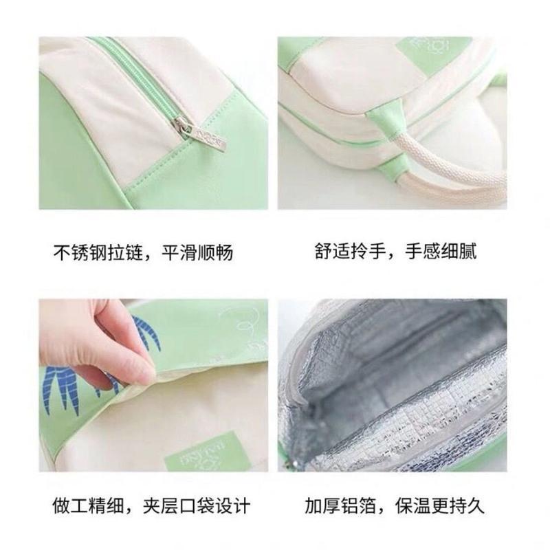 粉色 韩式卡通手提饭盒袋加厚帆布铝箔保温袋便当包学生上班带饭午餐袋