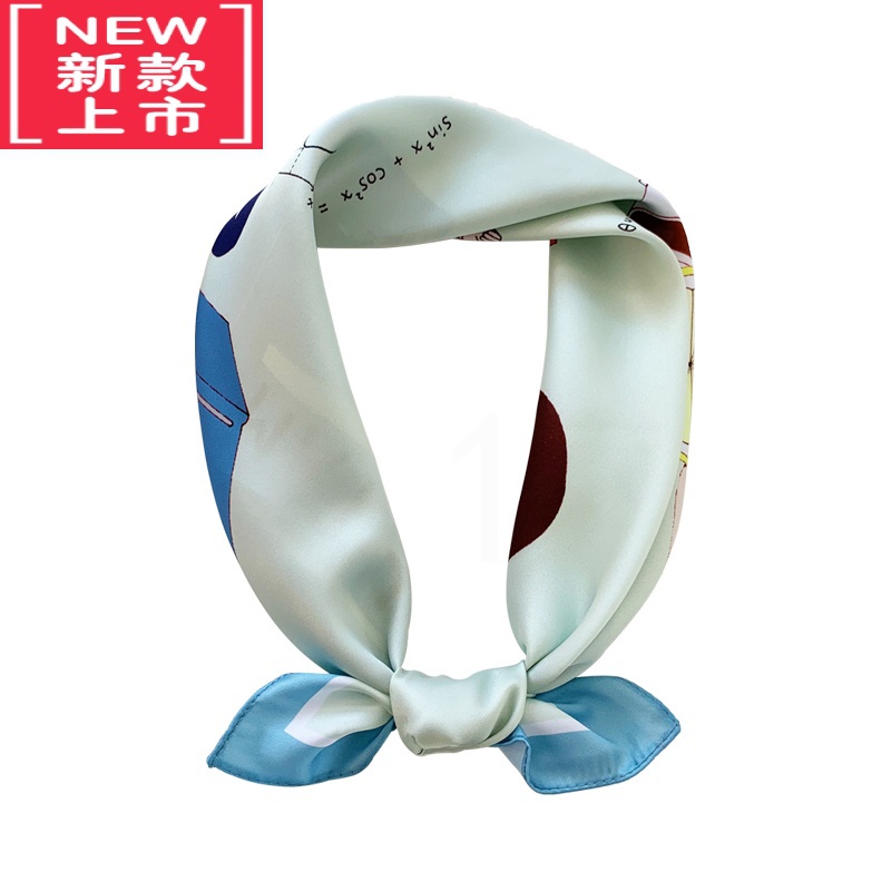 可莉允插画 小众丝巾小方巾女童趣可爱丝巾学生装饰围巾韩版春夏季新品毛巾