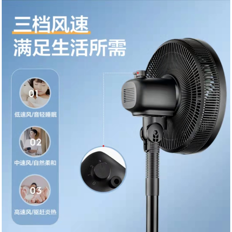 美的(Midea)电风扇 落地扇台立两用款家用大风力节能广角摇头电扇七叶机械款SAF30AB