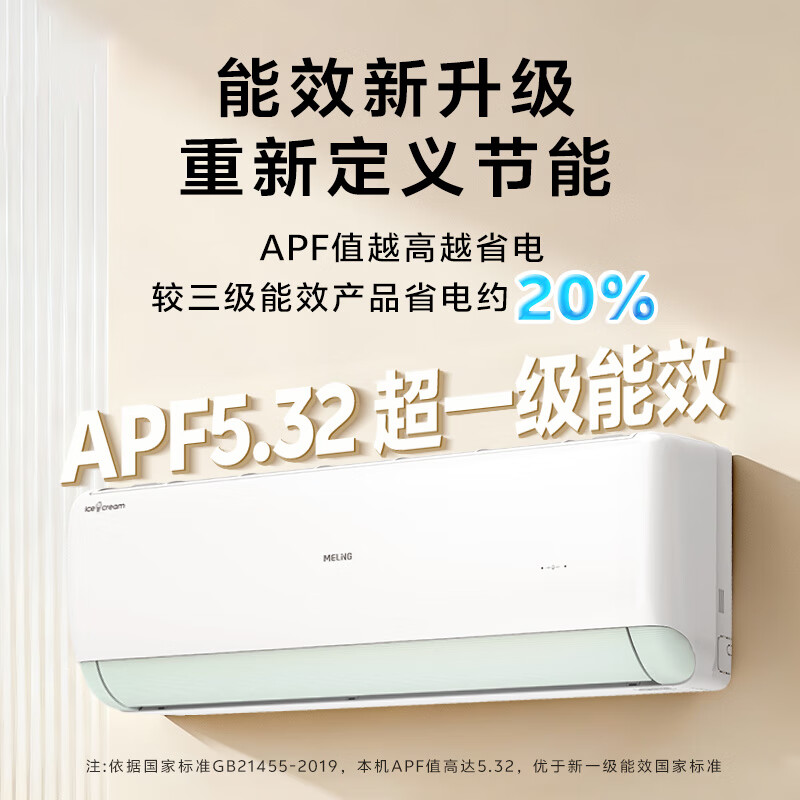 美菱1.5匹 KFR-35GW/MGW1KR1 变频冷暖空调 马卡龙配色 三阶健康风 wifi+蓝牙 离线语音高清大图