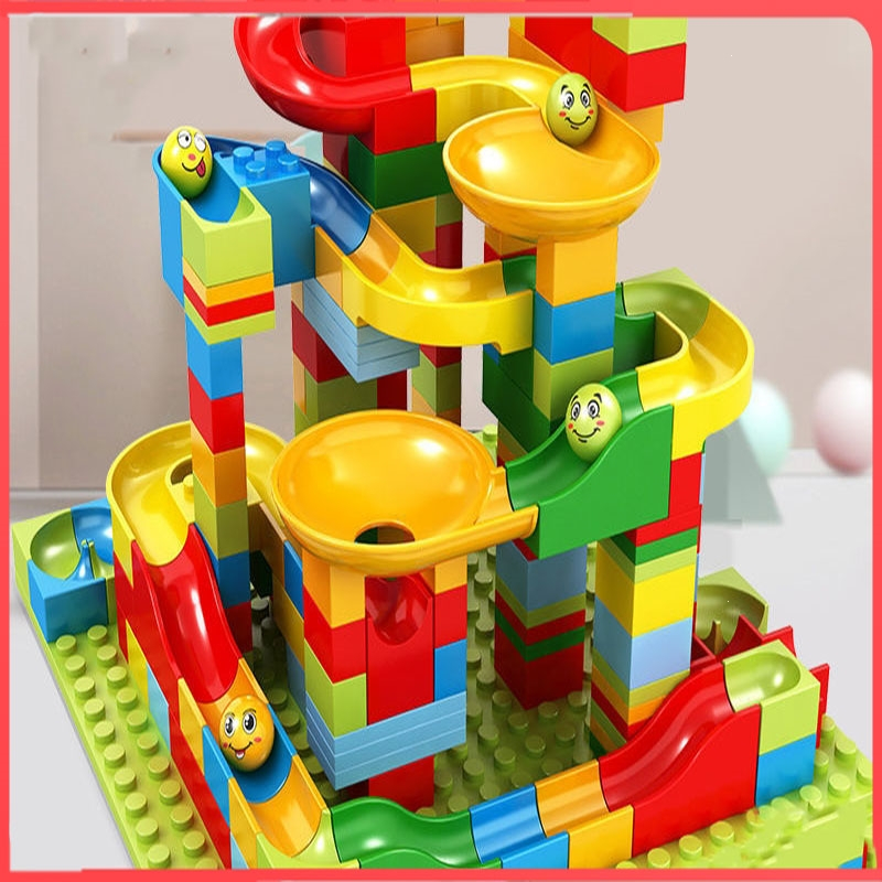 智扣儿童积木玩具拼装益智大小颗粒动脑百变滑道男女孩36岁4百变滑道