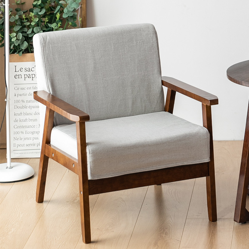 北欧风格ins风 全实木圆桌椅子组合简约复古休闲单人沙发茶几阳台定制