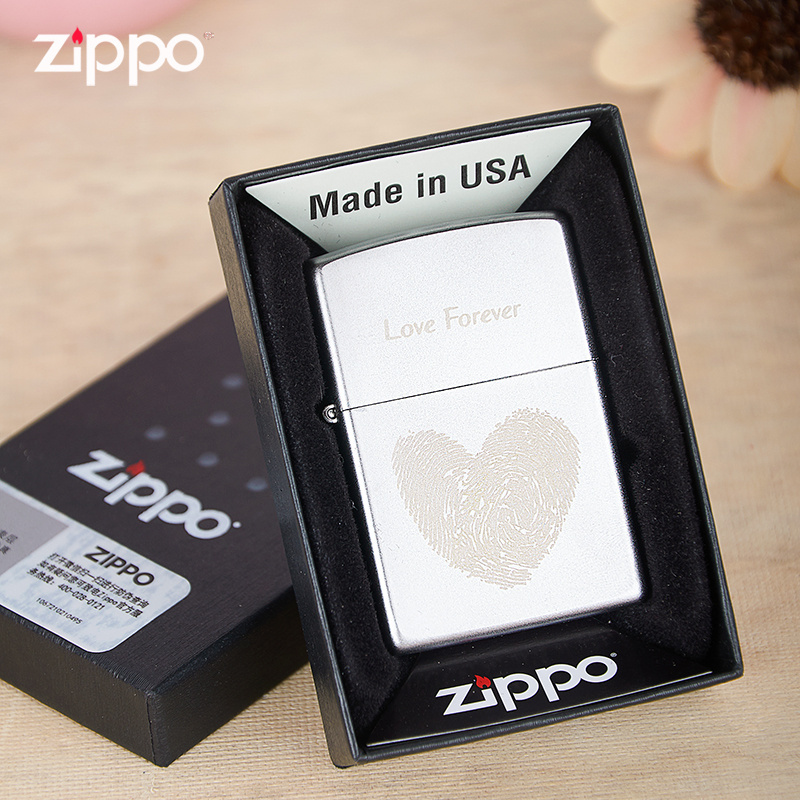 [苏宁自营]之宝Zippo打火机正版防风煤油205磨砂指纹爱心七夕节男友女友送礼