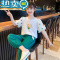 绿彩虹光女童夏季套装2023新款儿童洋气短袖网红衣服夏装休闲运动两件
