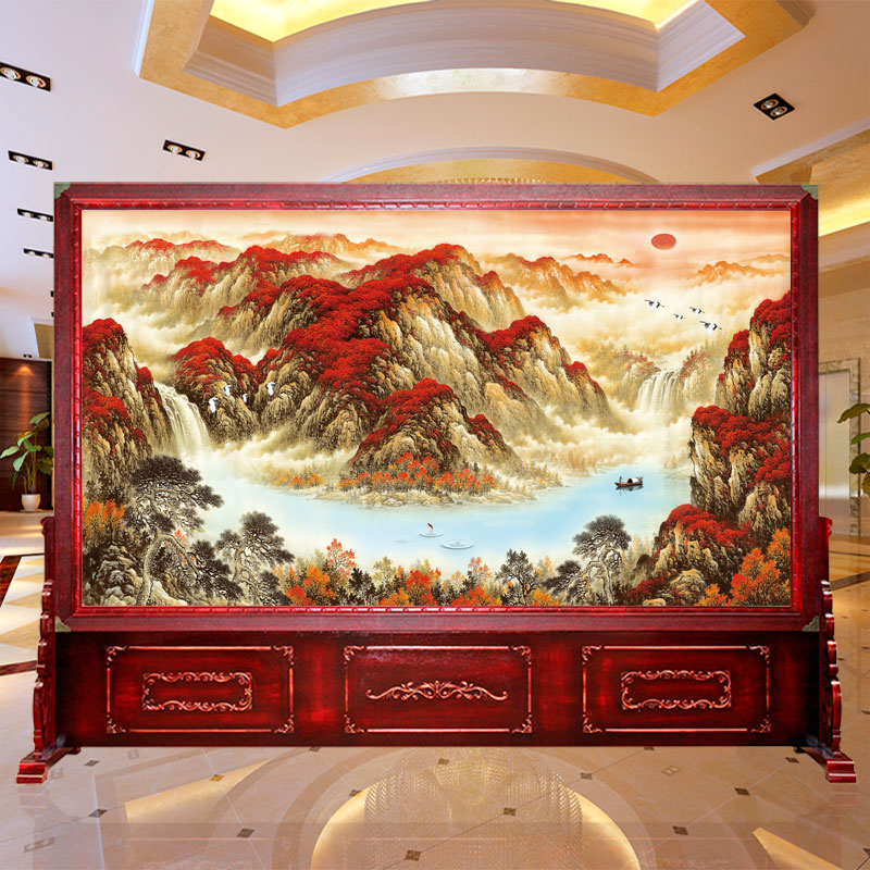 BONJEAN定做实木屏风隔断中式酒店客厅办公室单位大厅进玄关风水座屏高清大图