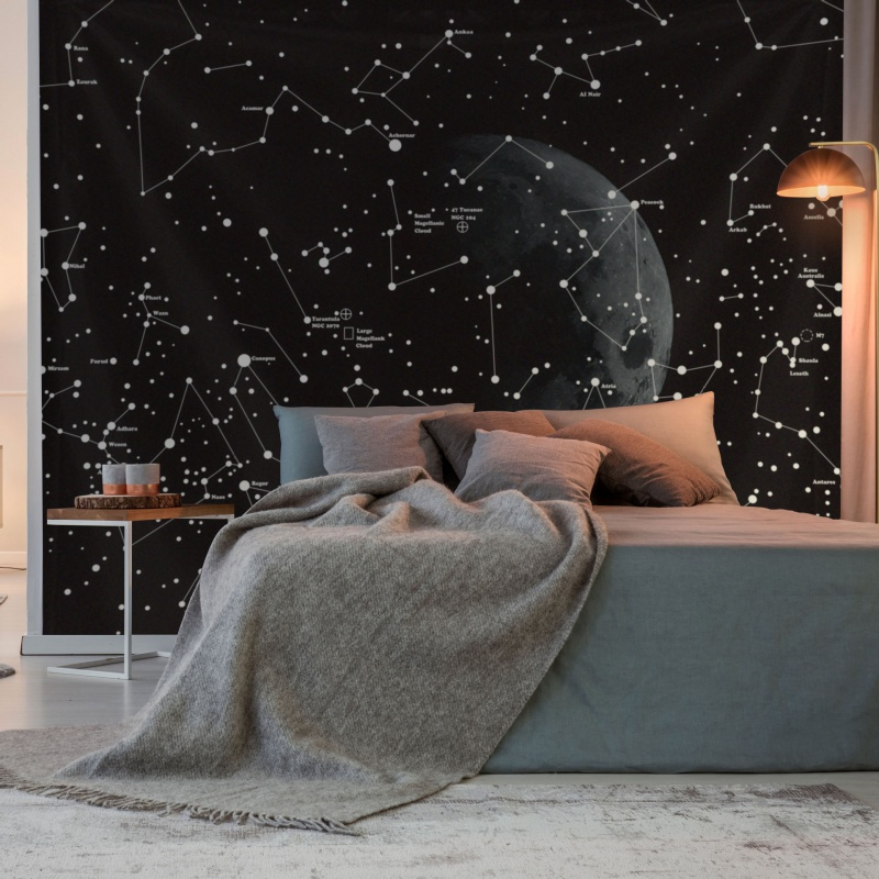 超大挂布墙壁装饰挂毯床头卧室背景布森林星空壁画北欧免打孔 图十一 加大180高*230宽厘米横款