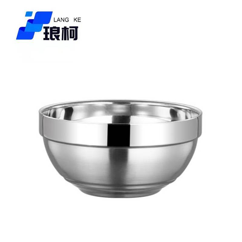 琅柯 304不锈钢碗 双层铂金碗 12cm