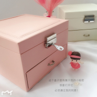 瑞仕兹闺蜜生日多层带锁大首饰盒首饰收纳盒女生实用送少女心爆棚的韩国创意结婚红便携小巧首饰盒毕业季送老师