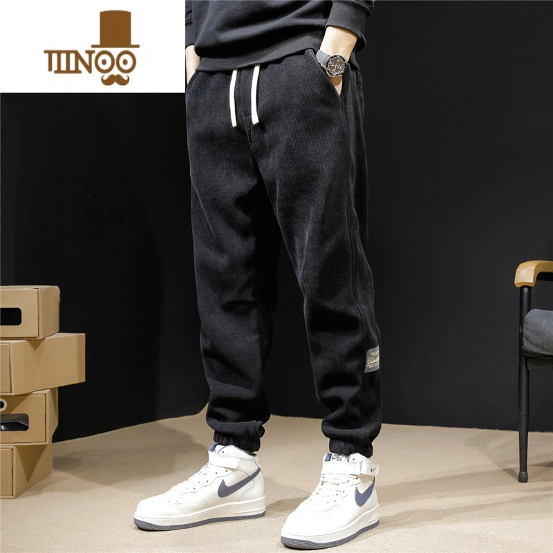 YANXU帅气加绒运动裤子男士冬季男裤新款厚大码休闲裤男款卫裤高清大图