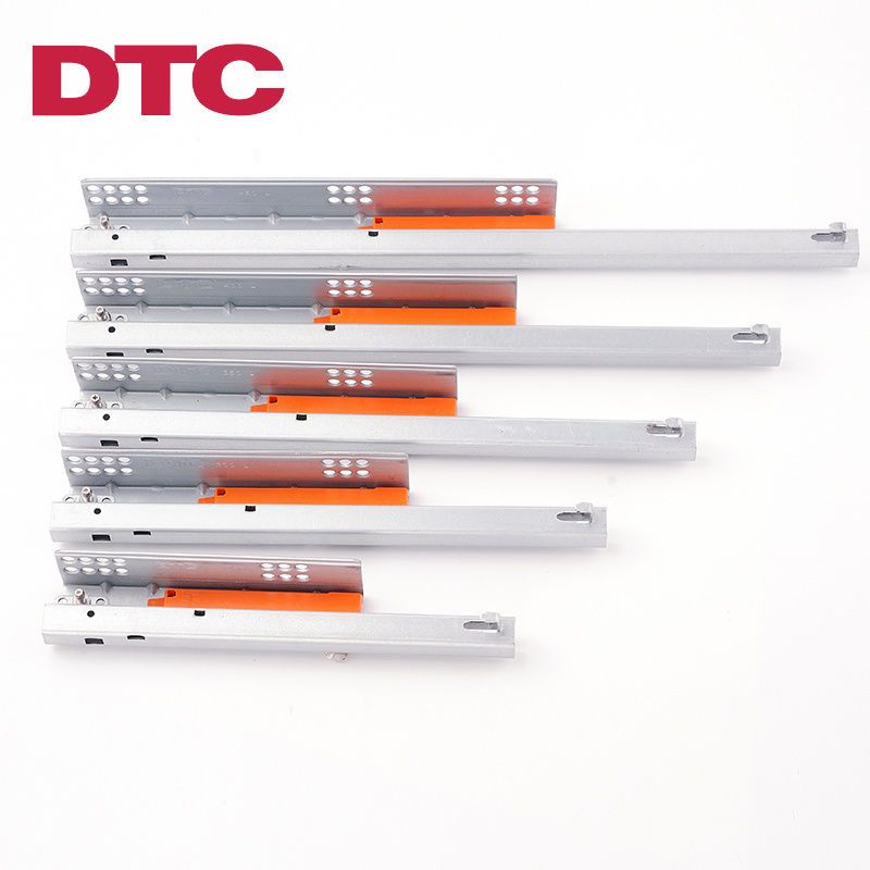 dtc东泰反弹托底滑轨二节轨抽屉滑道按弹隐藏式轨道免拉手g02g02-250