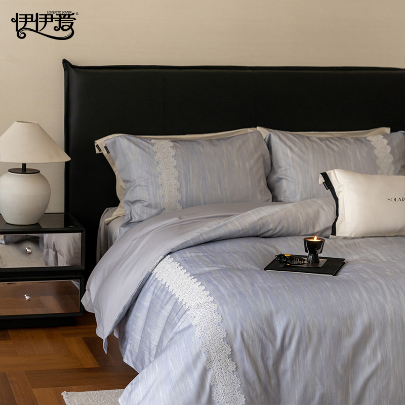 伊伊爱 超细旦莱赛尔棉套件 釉蓝高清大图