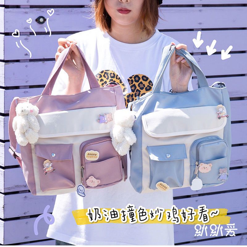 帆布包包女斜挎ins女学生韩版百搭2021新款单肩包大容量上课书包 单肩布包 收藏优先发
