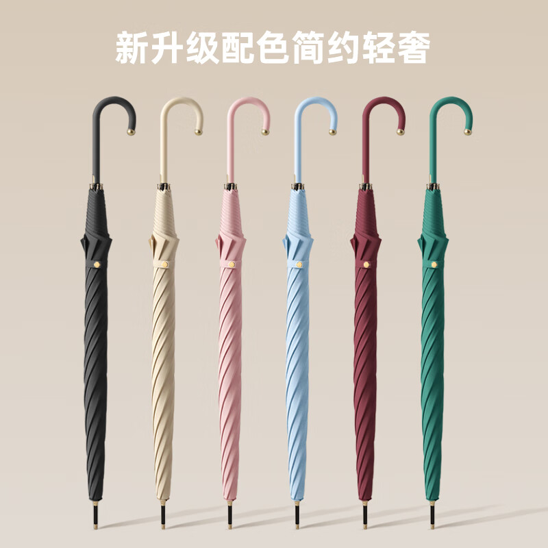 美度(MAYDU)小香风轻奢雨伞女长柄半自动晴雨伞森系直杆学生雨伞轻奢公主伞M1616酒红色高清大图