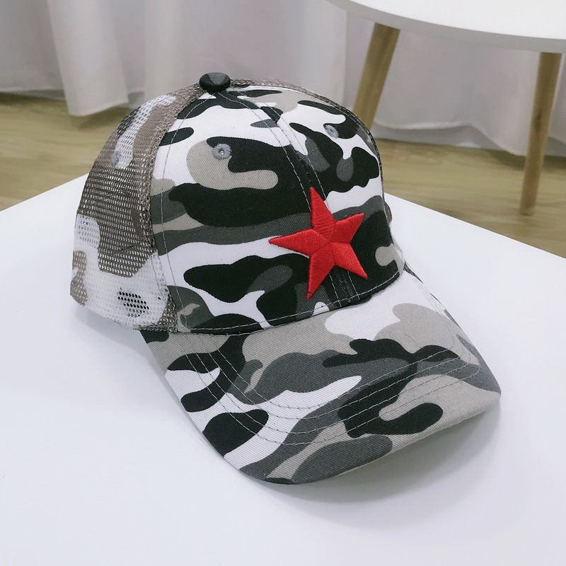 喻娄儿童迷彩帽男童军帽夏天遮阳太阳网帽透气小童棒球帽宝宝鸭舌帽子