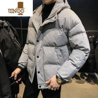YANXU男士冬季面包服羽绒棉外套短款加厚棉衣橘色潮流棉服韩版棉袄连帽