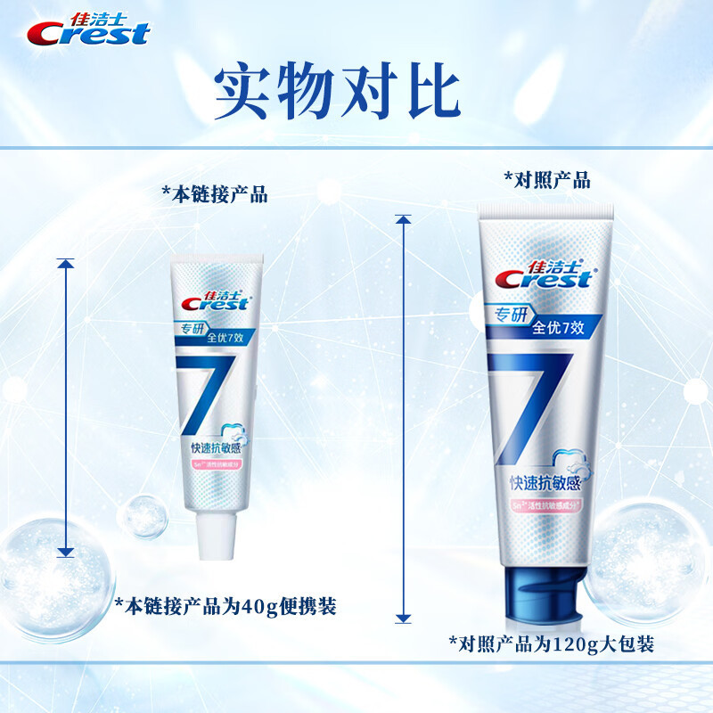 佳洁士专研全优7效快速抗敏牙膏40g*4支 根源解决牙齿敏感活性抗敏脱敏牙膏