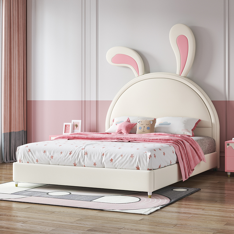 顾家家居儿童家具儿童软包床兔子粉色公主床现代简约卧室床
