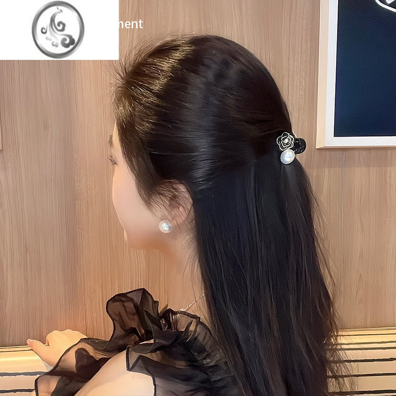 JiMi简约山茶花珍珠小抓夹侧边发夹后脑勺高级感碎发刘海夹子发卡头饰