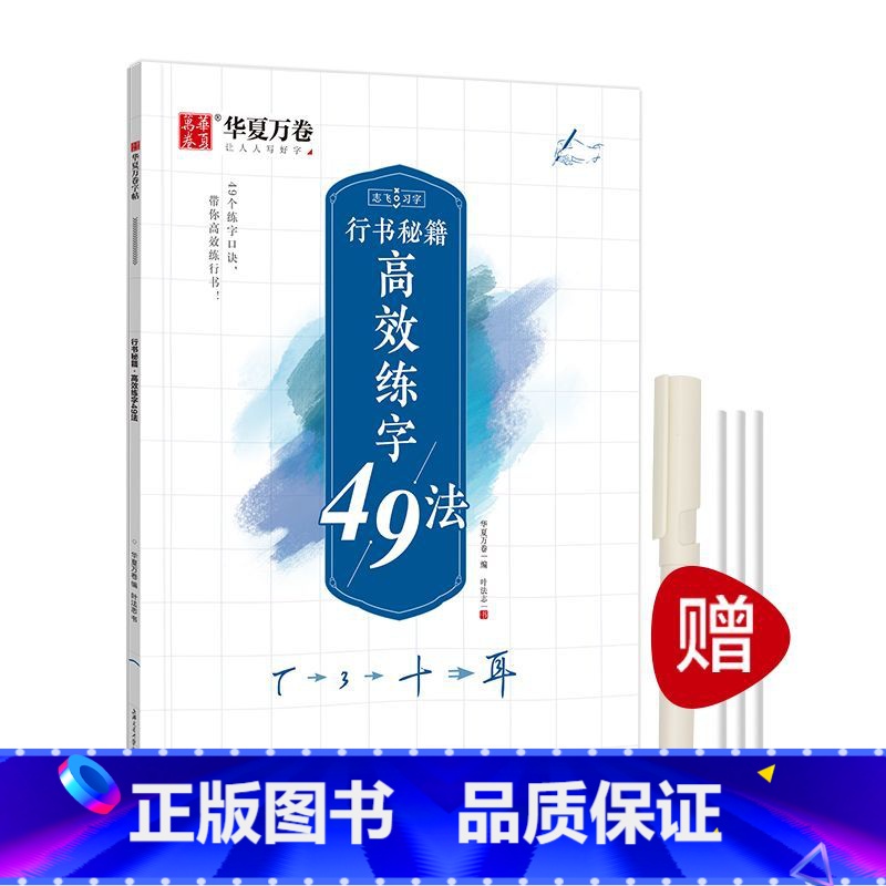 【专项训练】教程:高效练字49法(赠1笔3芯) 【正版】控笔训练字帖行书字帖志飞习字 高效练字49法成年男基础行楷书入门