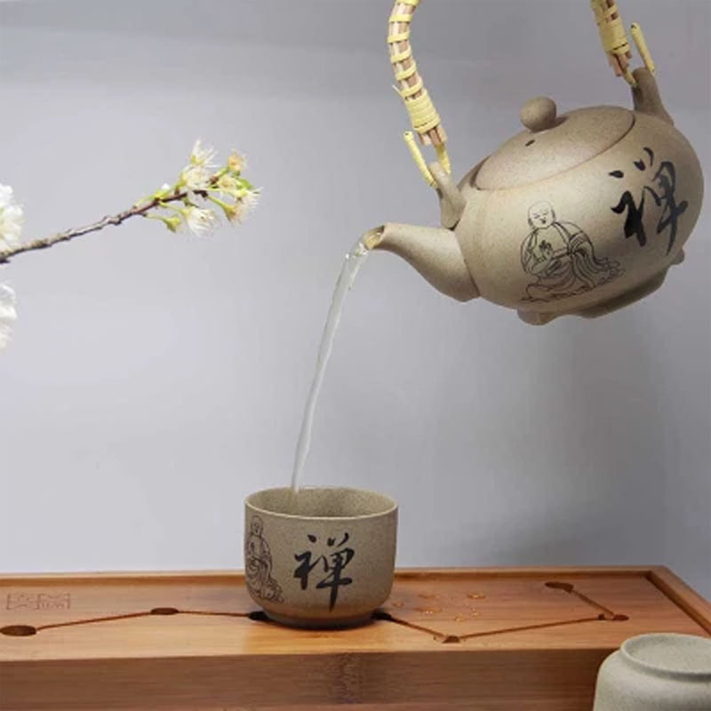 家用时尚提梁壶茶具套装红茶粗陶陶瓷一壶六杯泡茶壶功夫茶杯