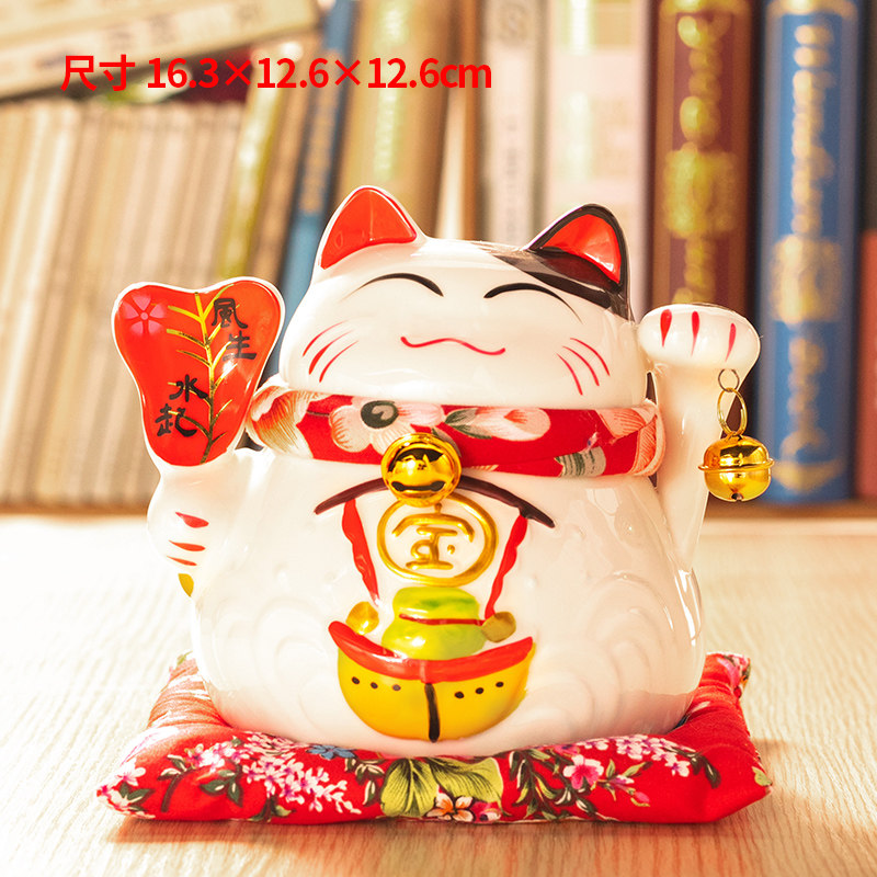猫摆件小号开业店铺送礼收银台发财猫手工创意礼品居家装饰品 三维工匠 6寸风生水起猫高清大图